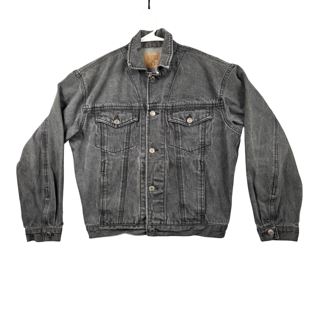 Gap Denim Jacket Women M Black Excellent Vintage Faded Trucker Jean Coat
